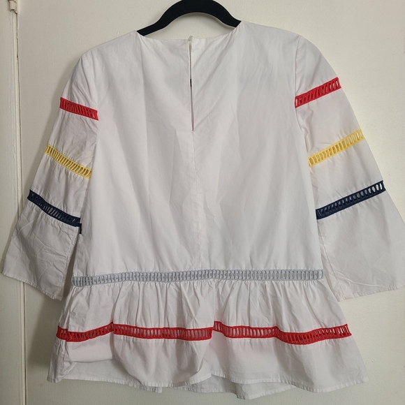 English Factory Chick Women Ladder  Lace 3/4 Sleeves 100% Cotton Shirt Size XS - Picture 7 of 8